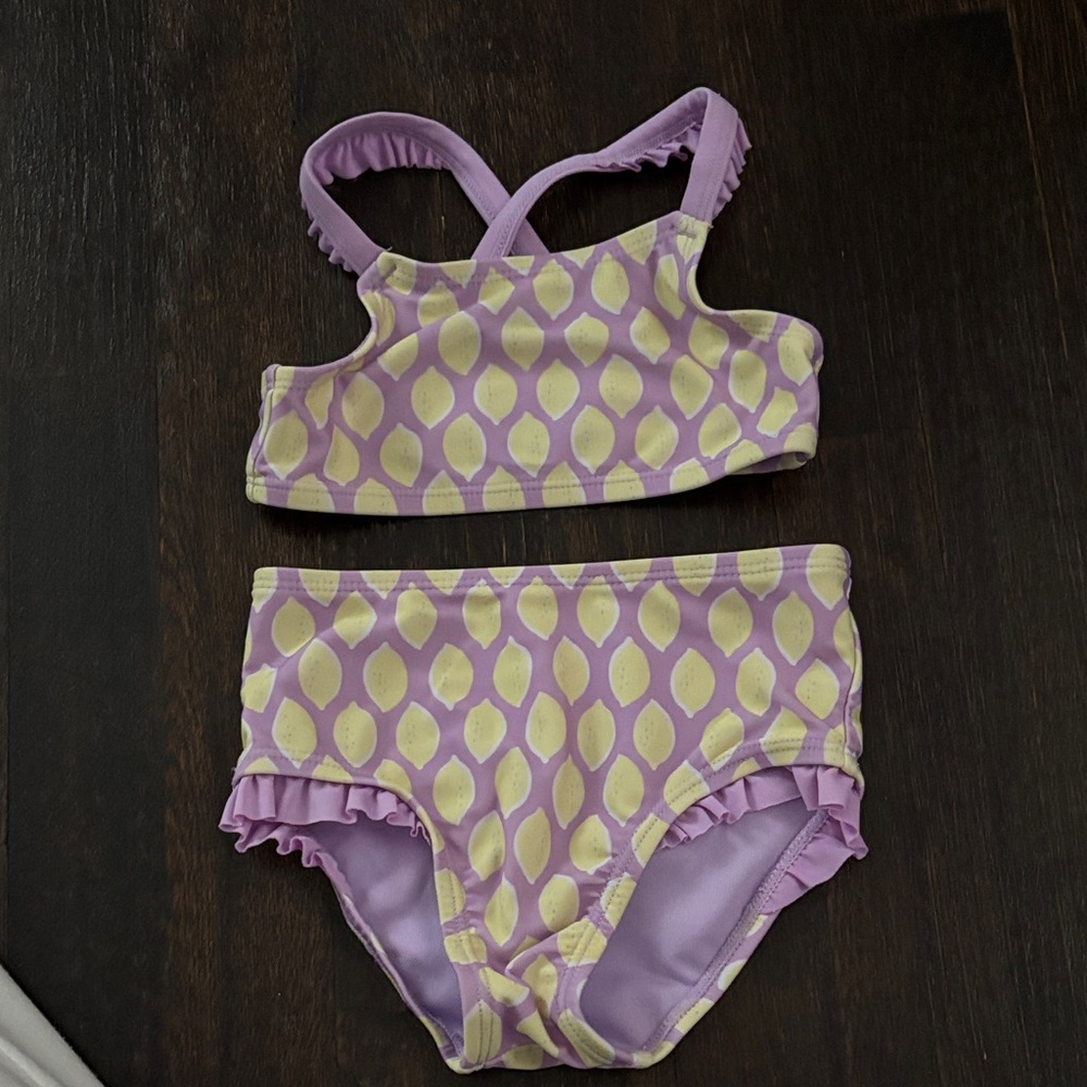 Toddler Purple and Yellow Patterned Bikini Set
